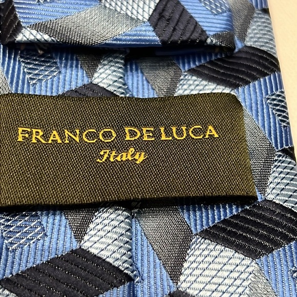 Men's Franco Deluca Italy Blue 3D Tie Cravatte - Picture 4 of 6